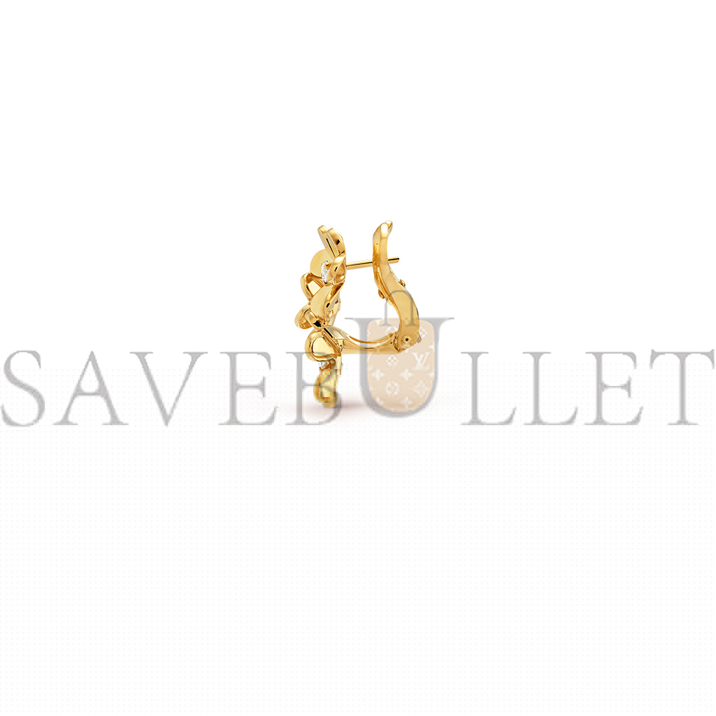 van cleef arpels frivole earrings, 3 flowers, mini model - yellow gold, Di*m*nd  vcarp2dv00